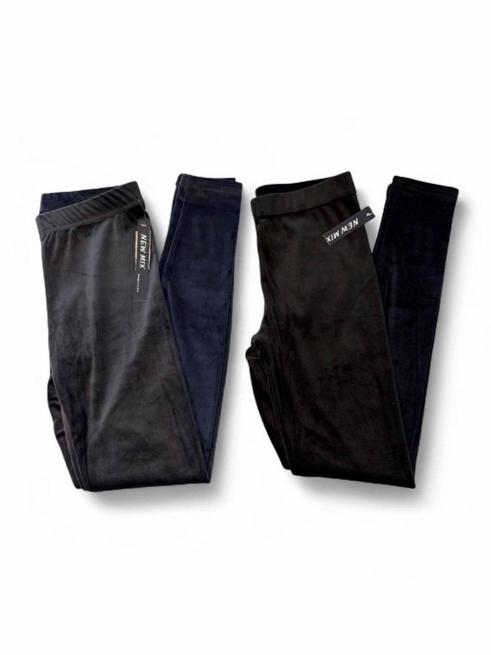 New Mix Velour Leggings Lot of 2 Women’s Medium Grey Black Cozy Soft Comfy Relax